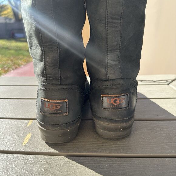 Ugg Elsa Tall Black Waterproof Shearling Leather Boots 1008438 Womens Sz 6.5 - Picture 5 of 8